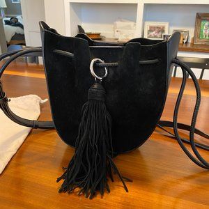 Rebecca Minkoff- Lulu Black Bucket Bag w/ Fringe